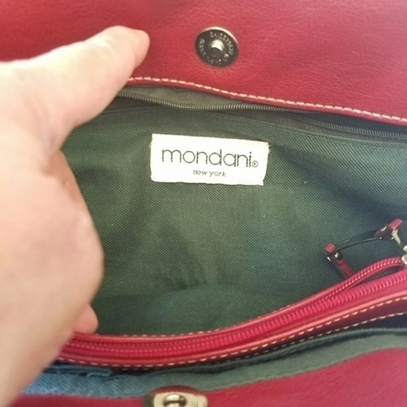Mondani Burgundy Vegan Leather Satchel Top Handle Bag - Picture 7 of 8